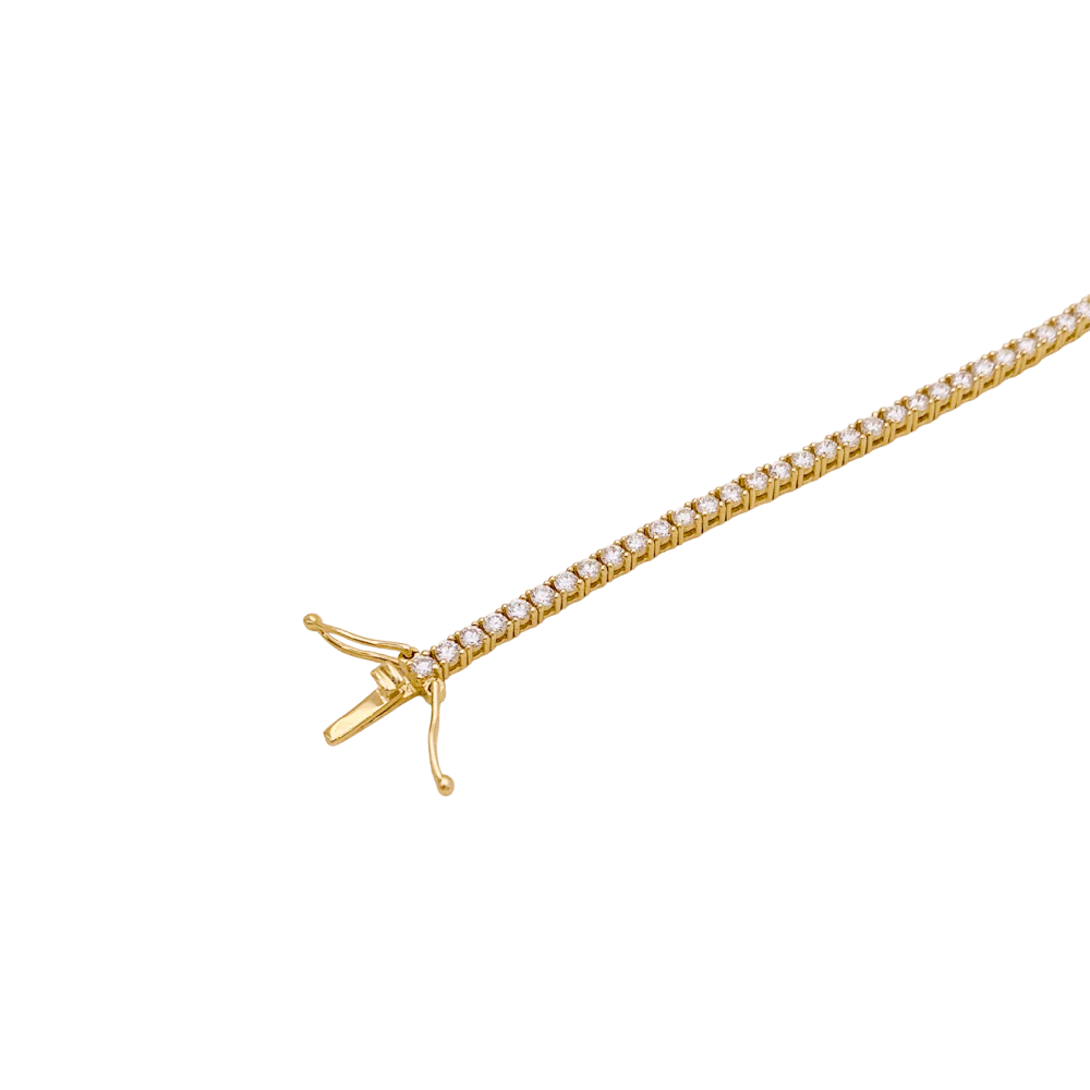 Bracelet ligne, or jaune et diamants. - Image 3