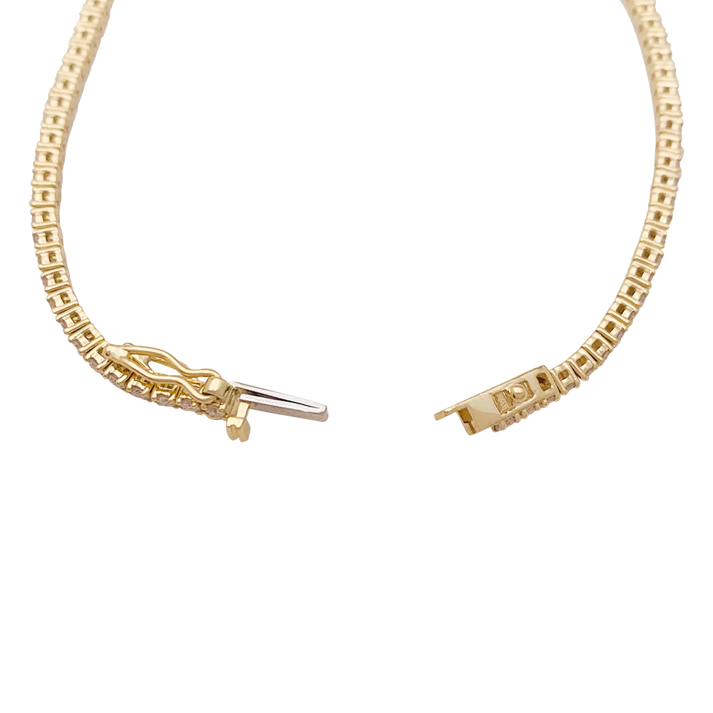 Bracelet ligne tennis or jaune, diamants. - Image 3