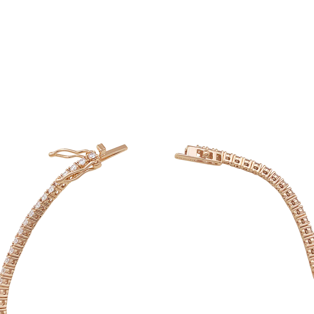Bracelet ligne tennis or rose, diamants. - Image 3