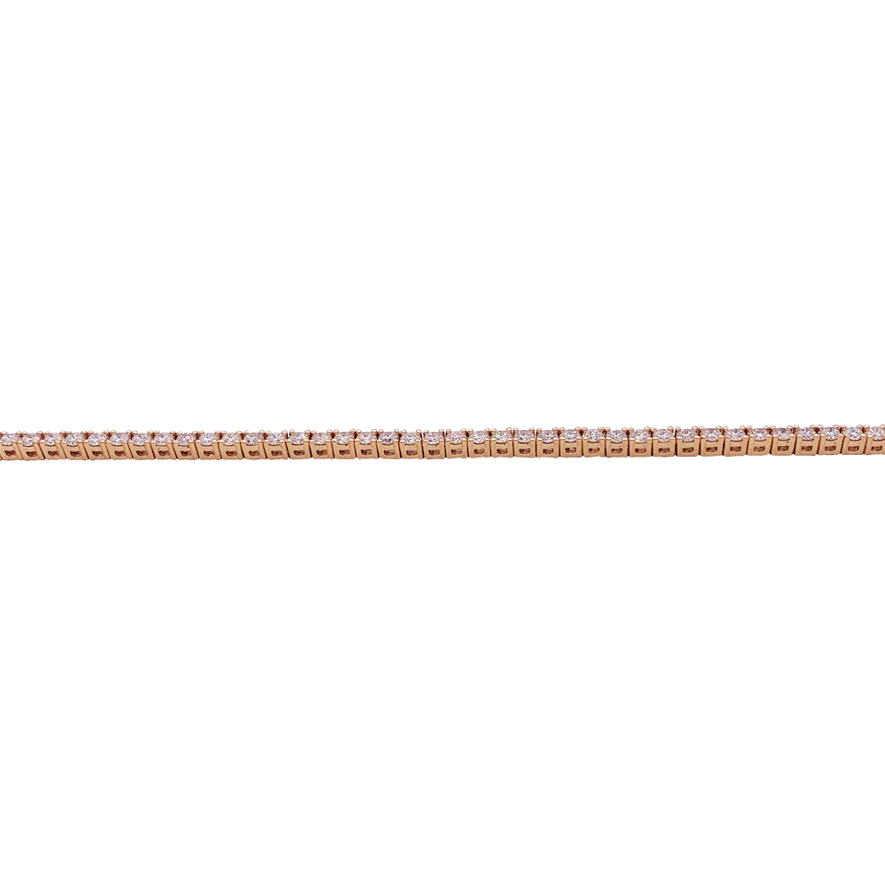 Bracelet ligne tennis or rose, diamants. - Image 4