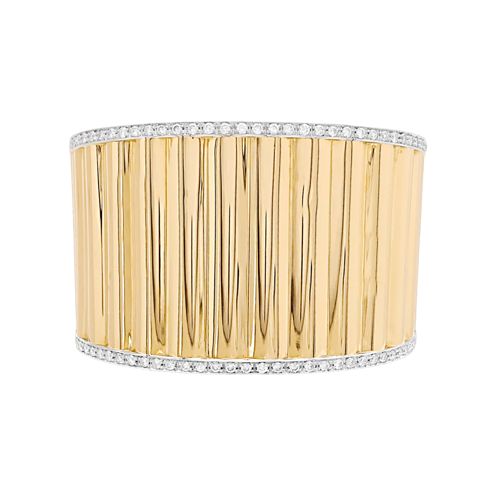 Bracelet manchette deux ors et diamants. - Image 2