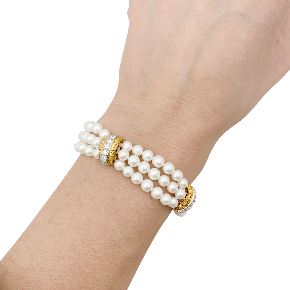 Bracelet Van Cleef & Arpels, deux ors, diamants, perles. - Image 5