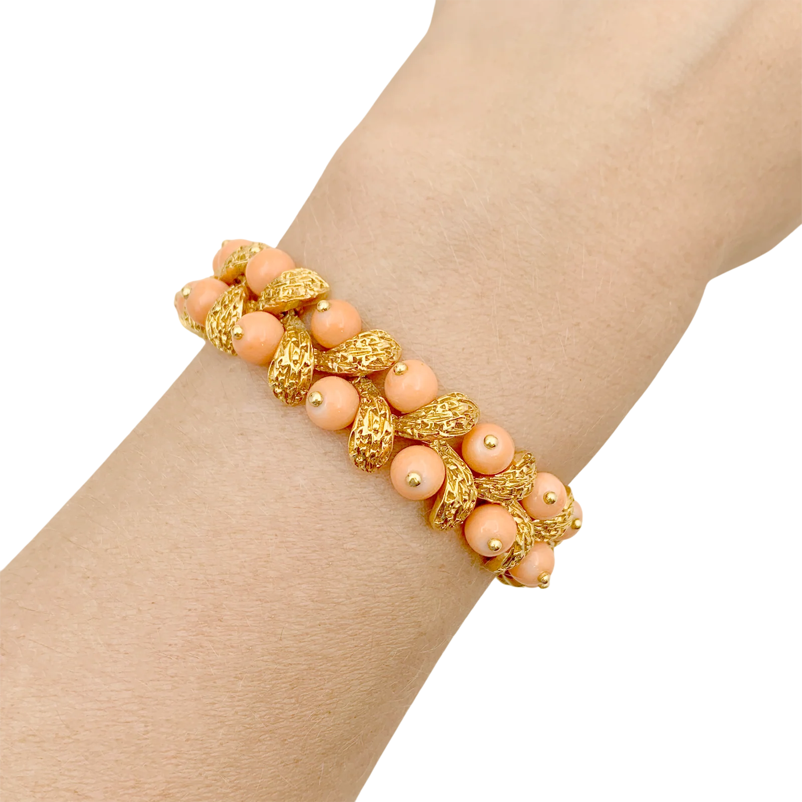 Bracelet Van Cleef & Arpels, “Gui”, or jaune, corail peau d’ange. - Image 5