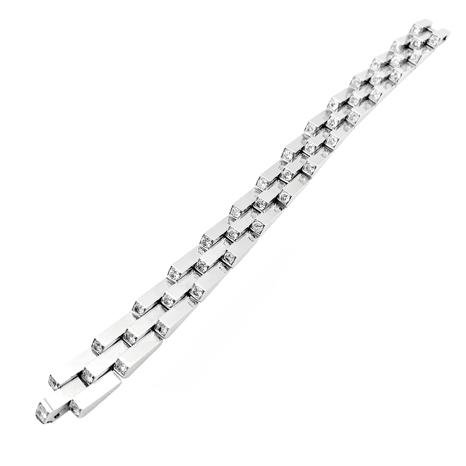 Bracelet Vintage Boucheron, "Crémaillère", platine, diamants. - Image 5
