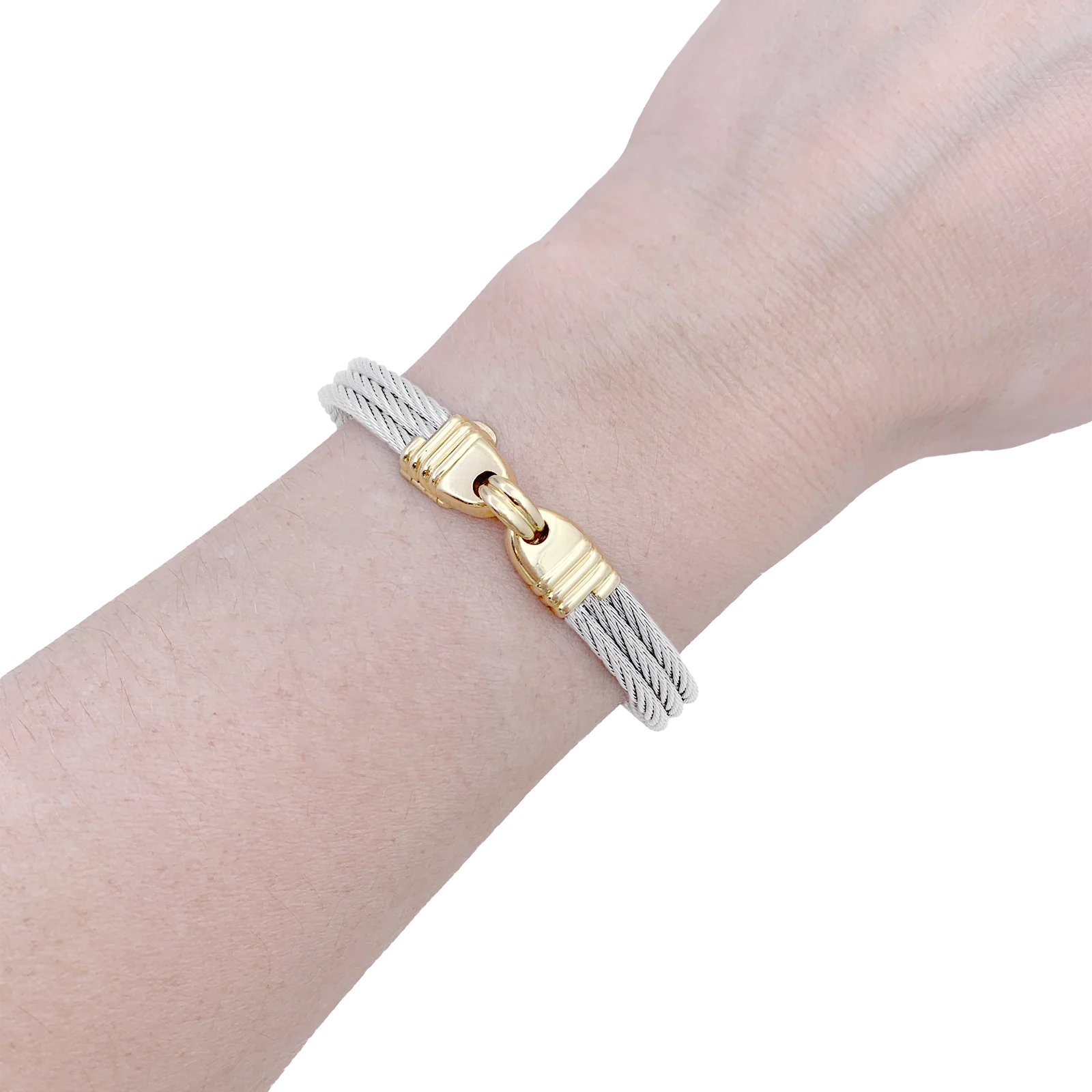 Bracelet vintage Fred, "Force 10", or et acier. - Image 7