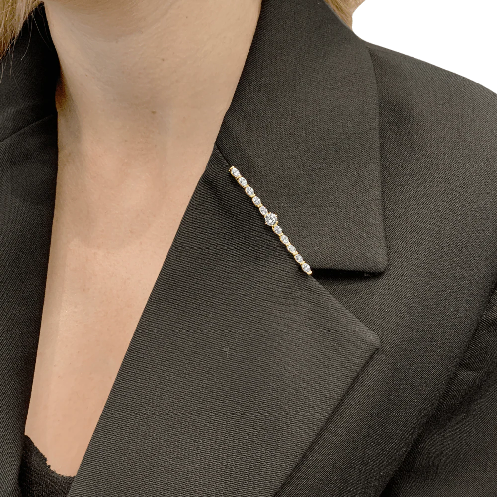 Broche-barrette or jaune et diamants. - Image 5