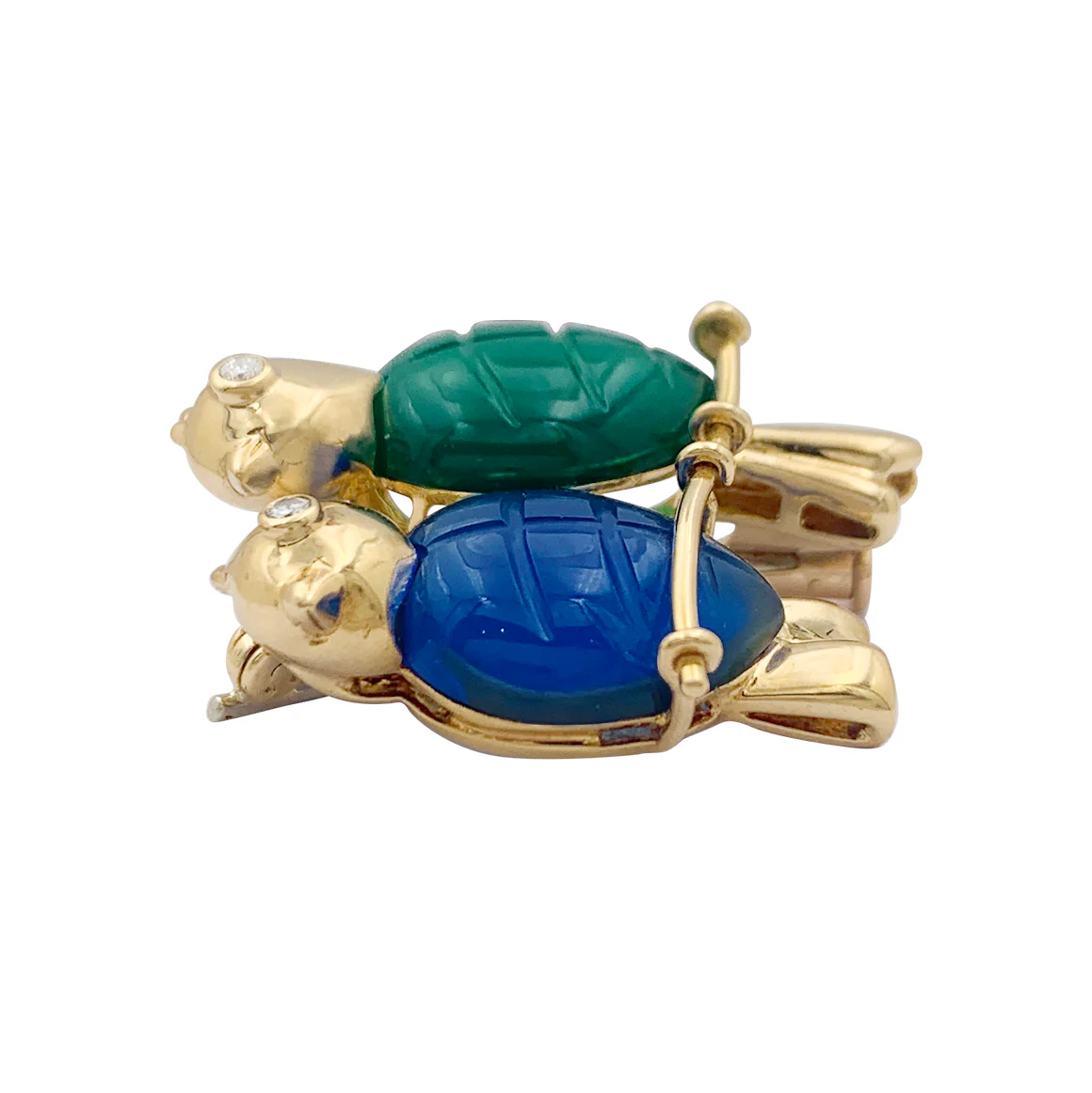Broche Cartier "Inséparables" or jaune, diamants, pierres de couleur. - Image 3