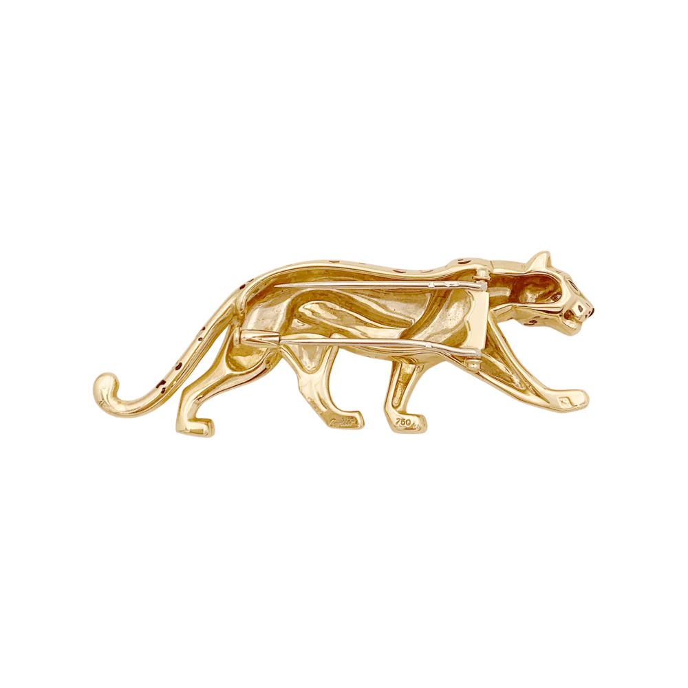 Broche Cartier, "Panthère", or jaune, émail, émeraudes. - Image 4