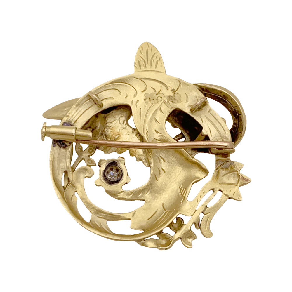 Broche "Dradon ailé", or jaune, diamant. - Image 4