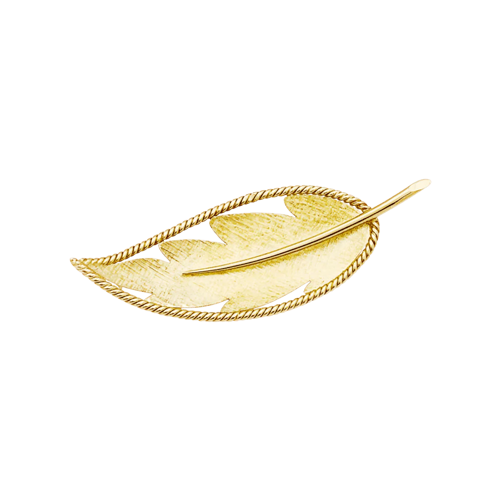 Broche feuille or jaune.