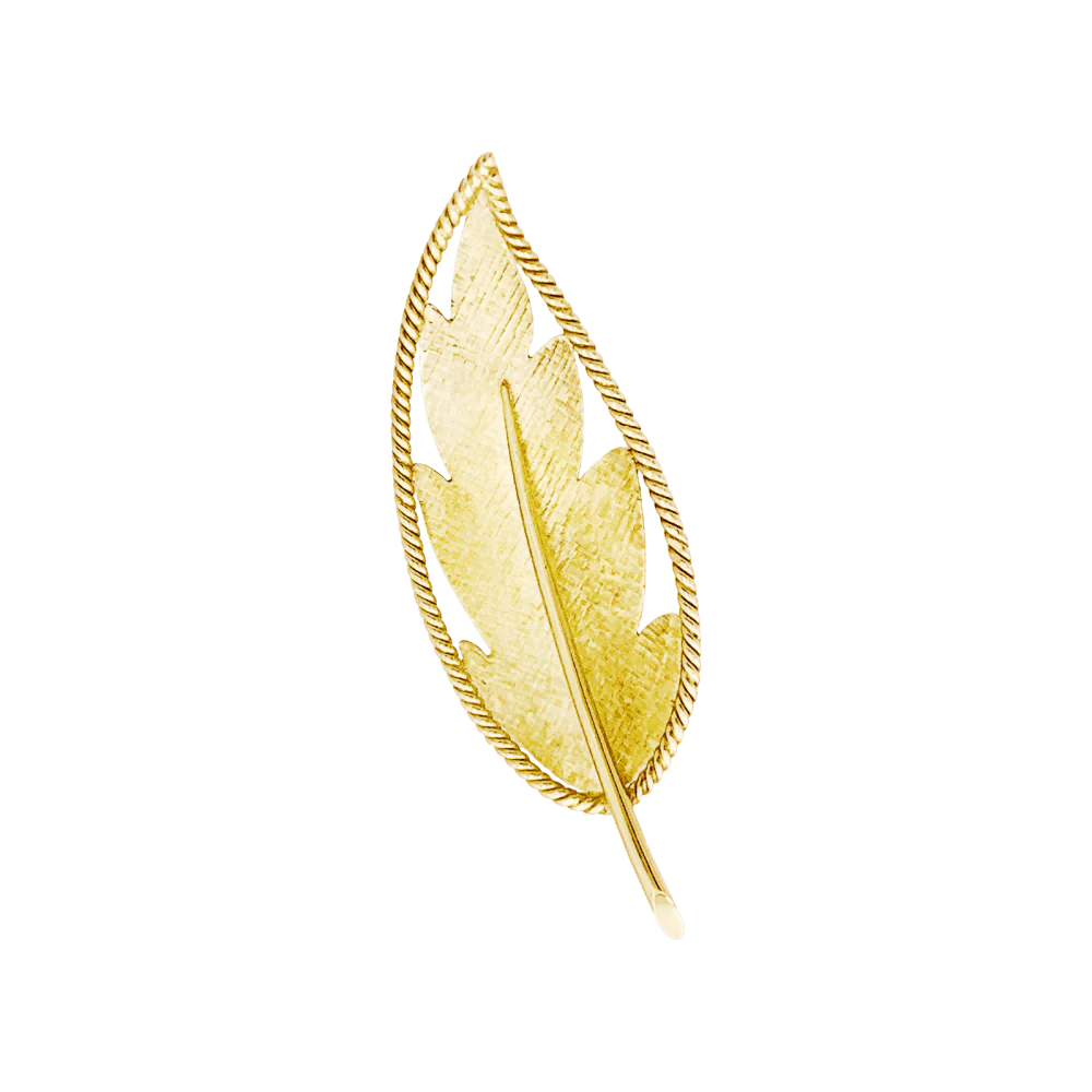 Broche feuille or jaune. - Image 2