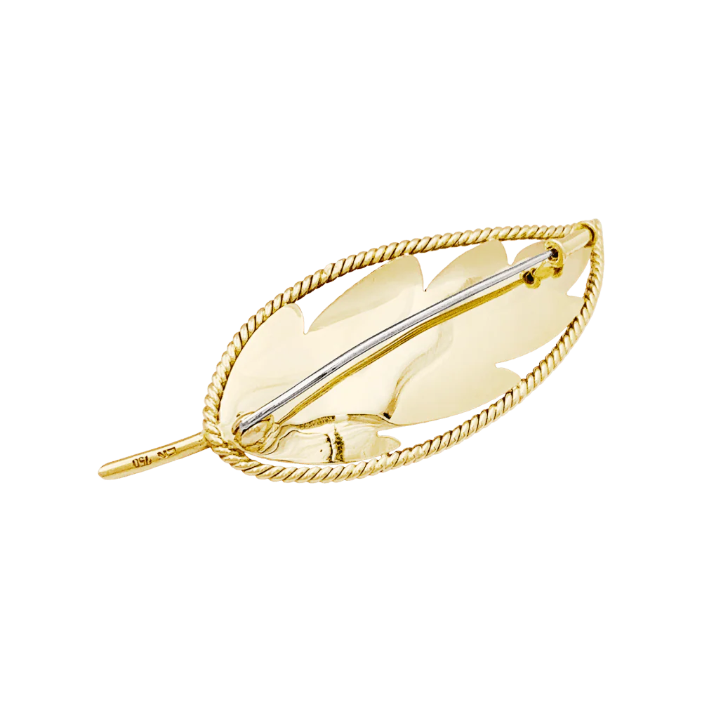 Broche feuille or jaune. - Image 3