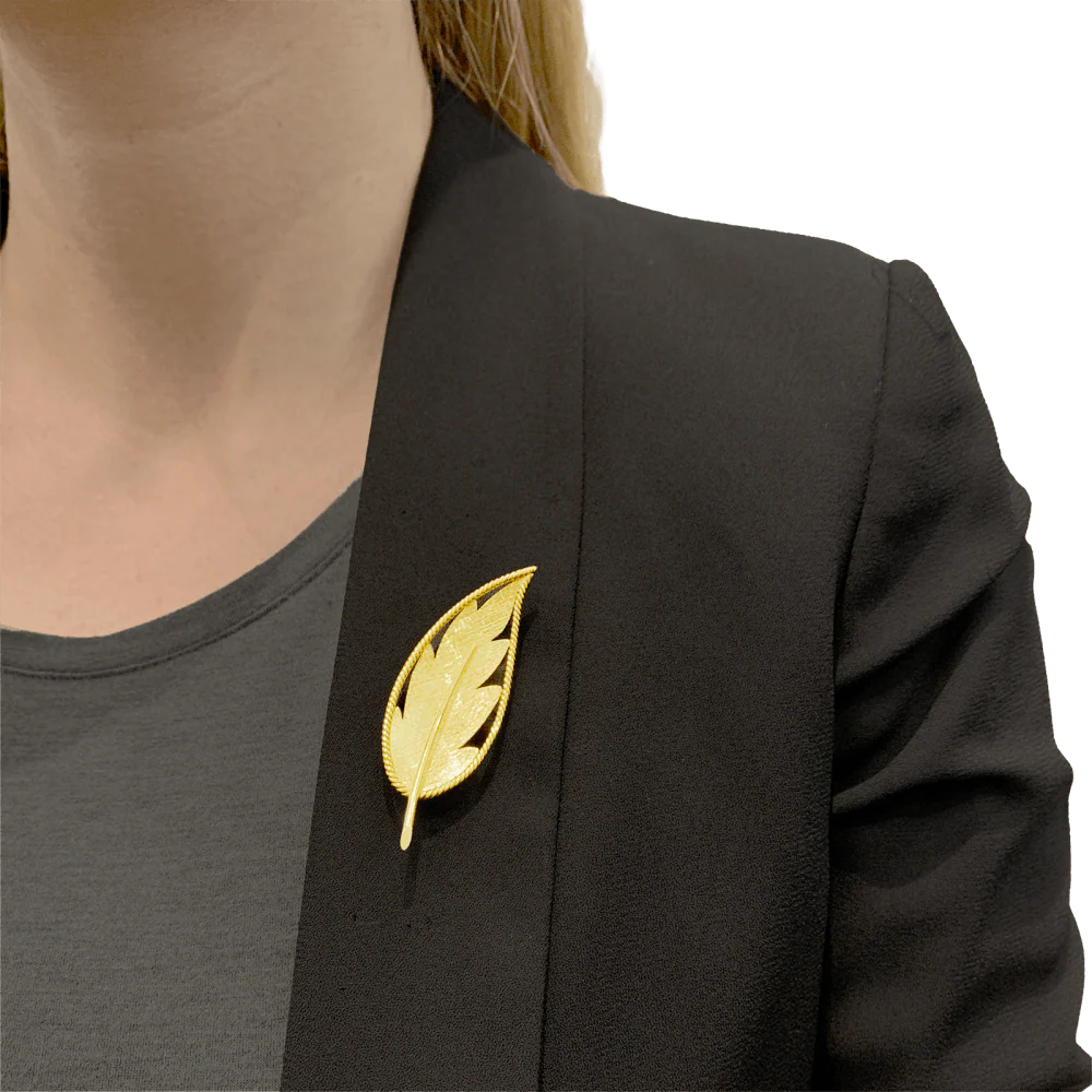 Broche feuille or jaune. - Image 5