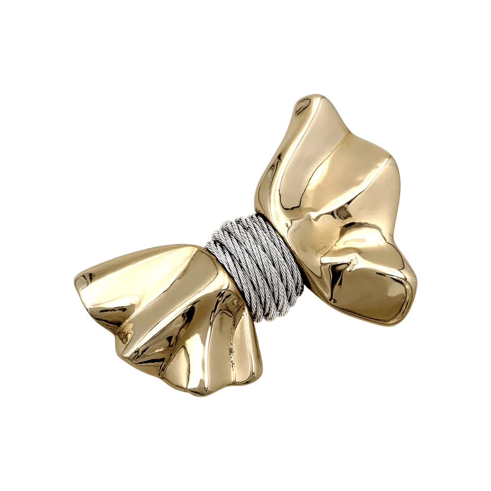 Broche Fred, "Nœud", or jaune et acier. - Image 2