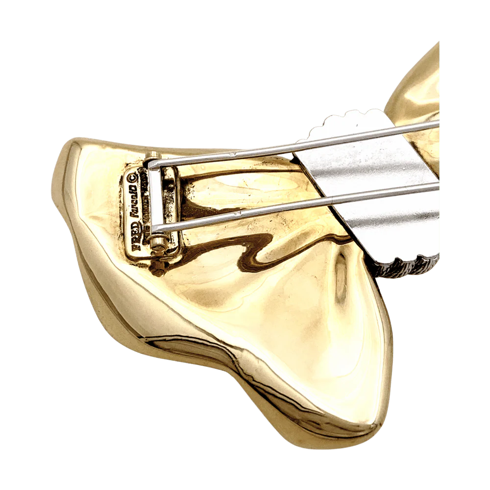 Broche Fred, "Nœud", or jaune et acier. - Image 4