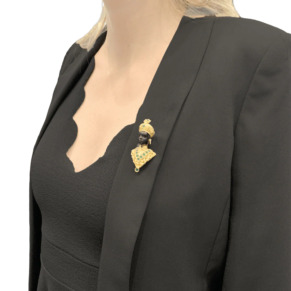 Broche G.NARDI, "Moretto", or jaune, émeraudes, ébène. - Image 9