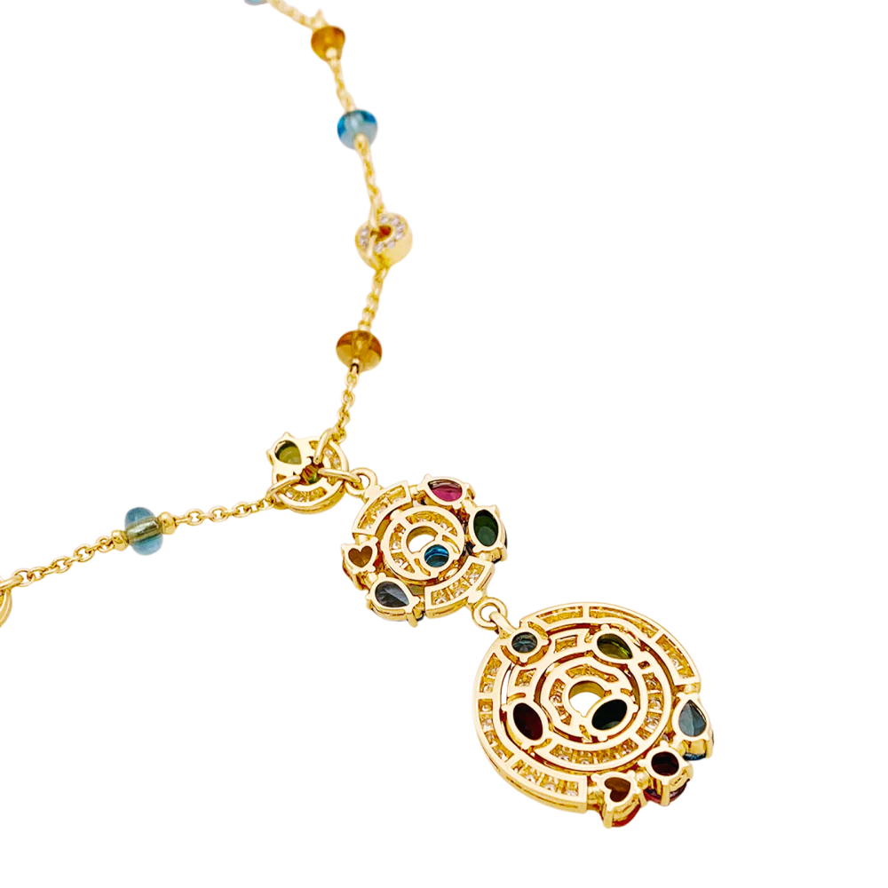 Collier BULGARI "Astrale", or jaune, diamants et pierres de couleur. - Image 5