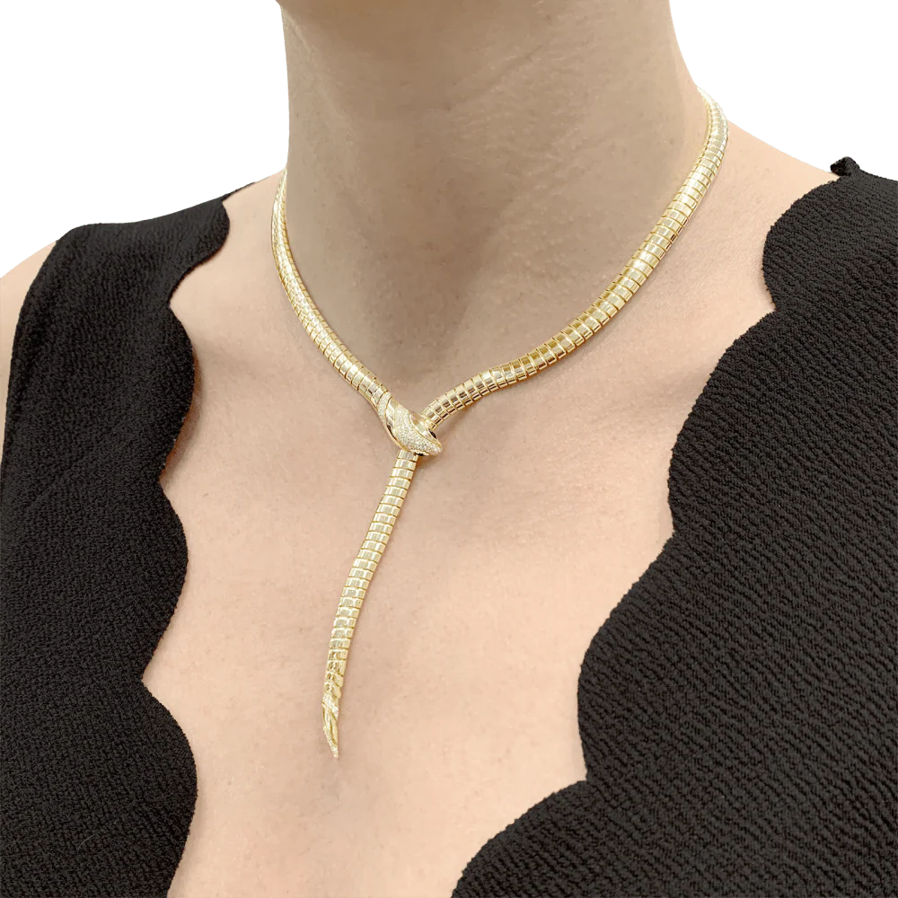 Collier Bulgari, « Serpenti Tubogas », or jaune, diamants, onyx. - Image 8
