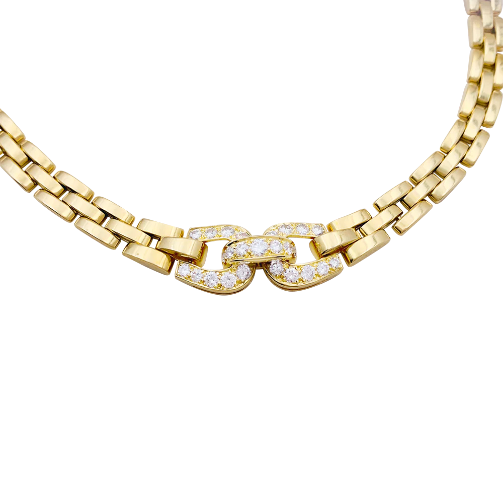 Collier Cartier, "Etrier", or jaune, diamants. - Image 3