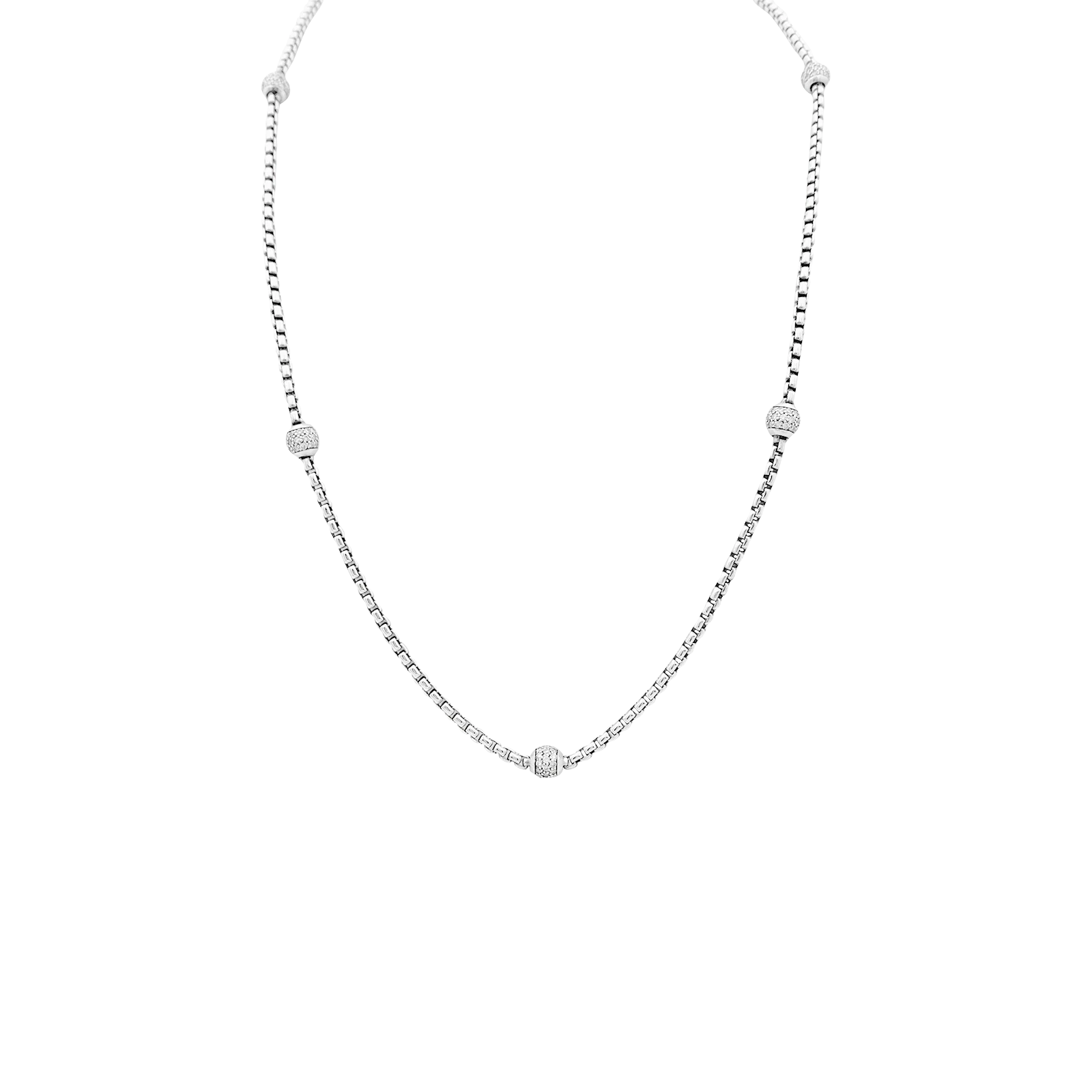 Collier David Yurman, argent, diamants.