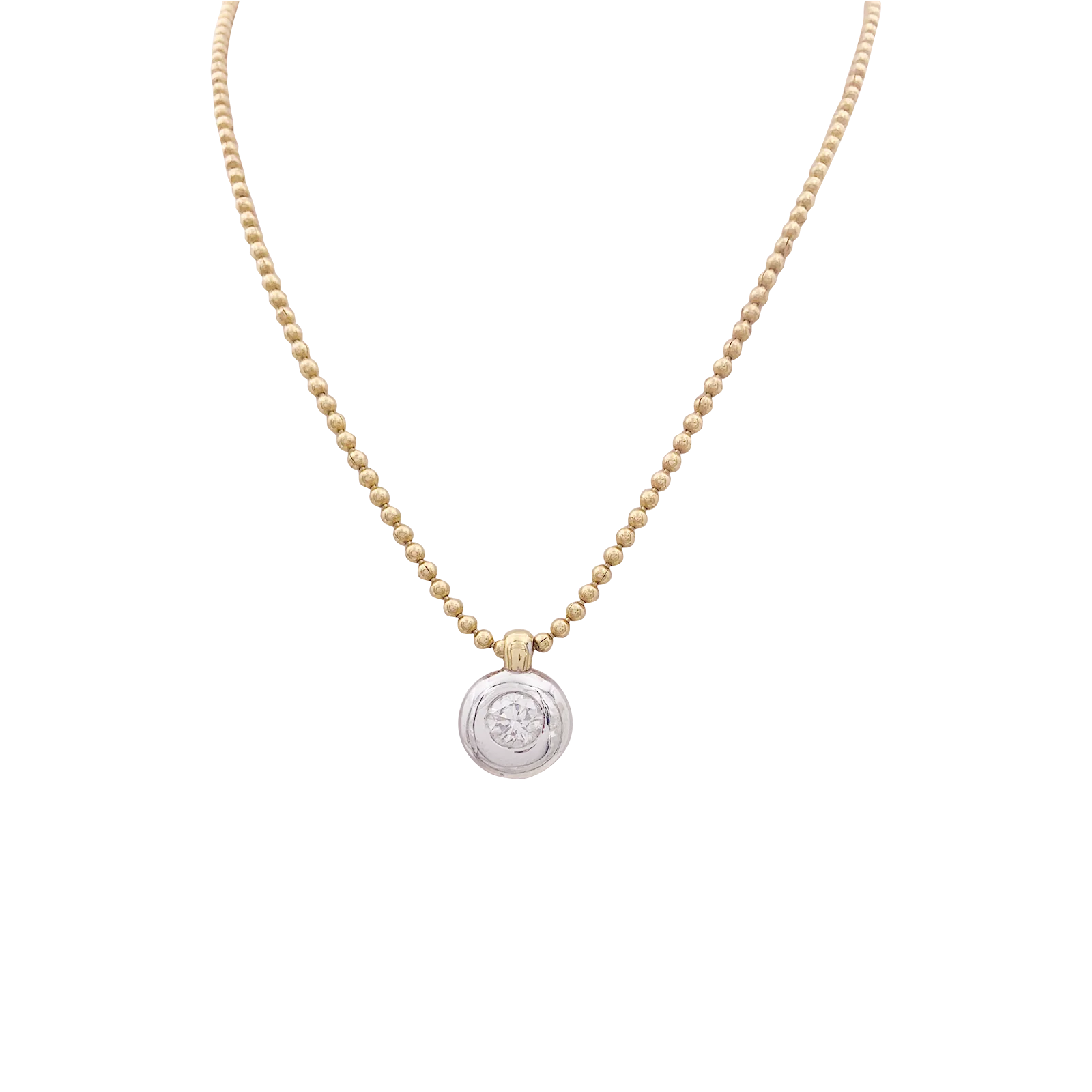Collier deux ors, diamant.