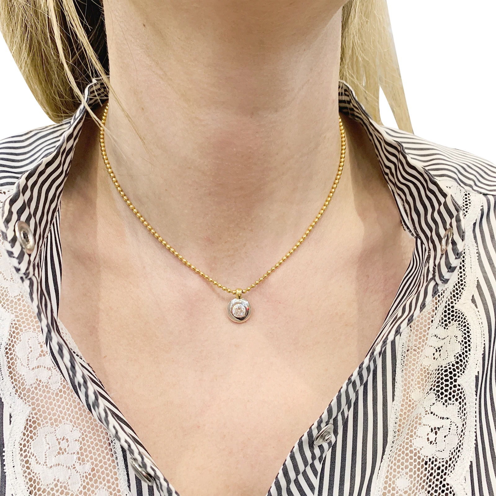 Collier deux ors, diamant. - Image 4