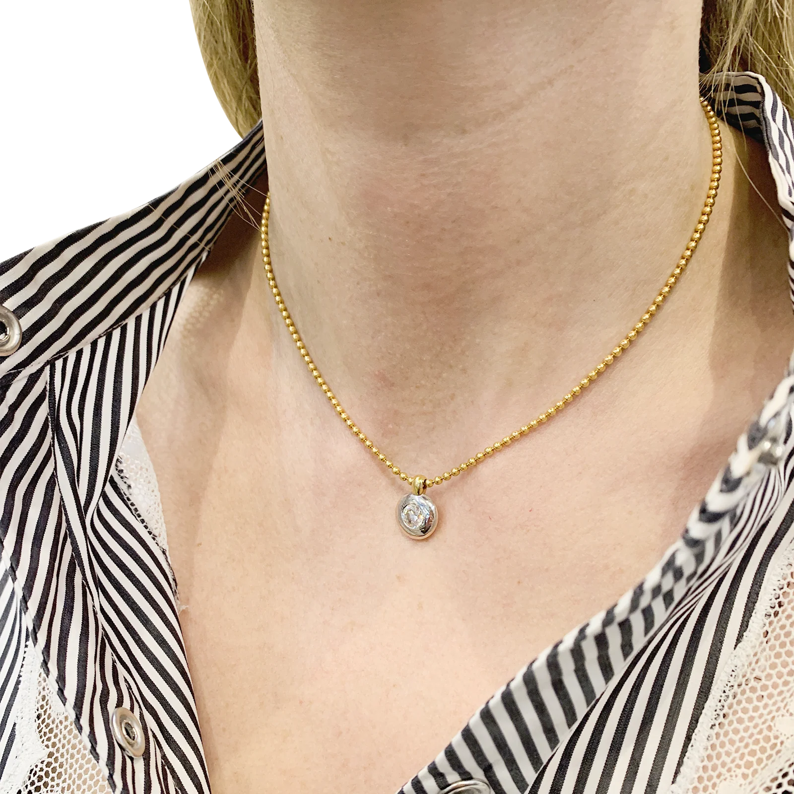 Collier deux ors, diamant. - Image 5