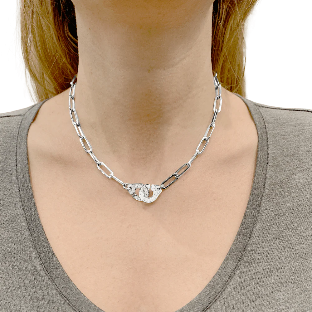 Collier Dinh Van, "Menottes", or blanc et diamants. - Image 4