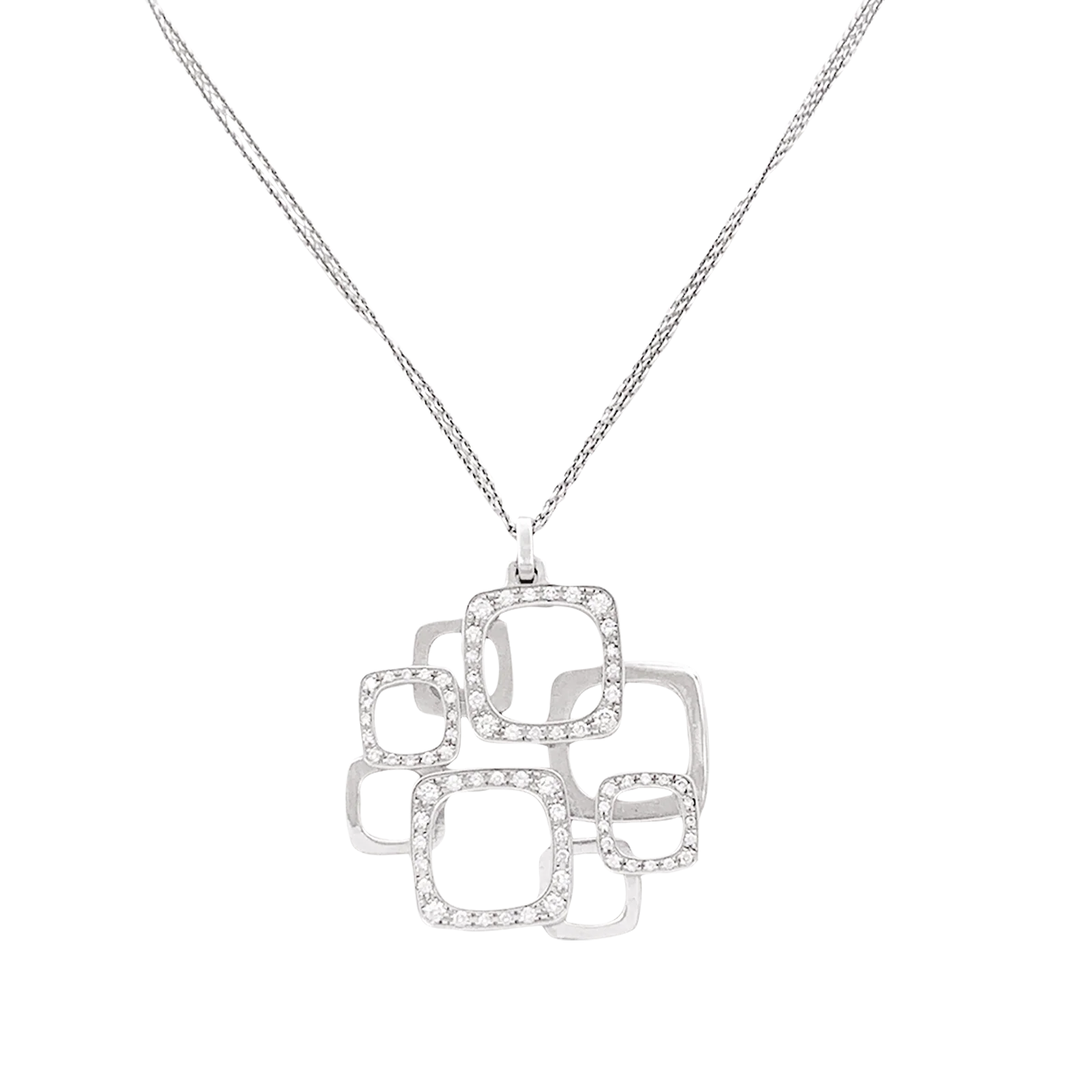 Collier Dinh Van, "Surimpression", or blanc, diamants.