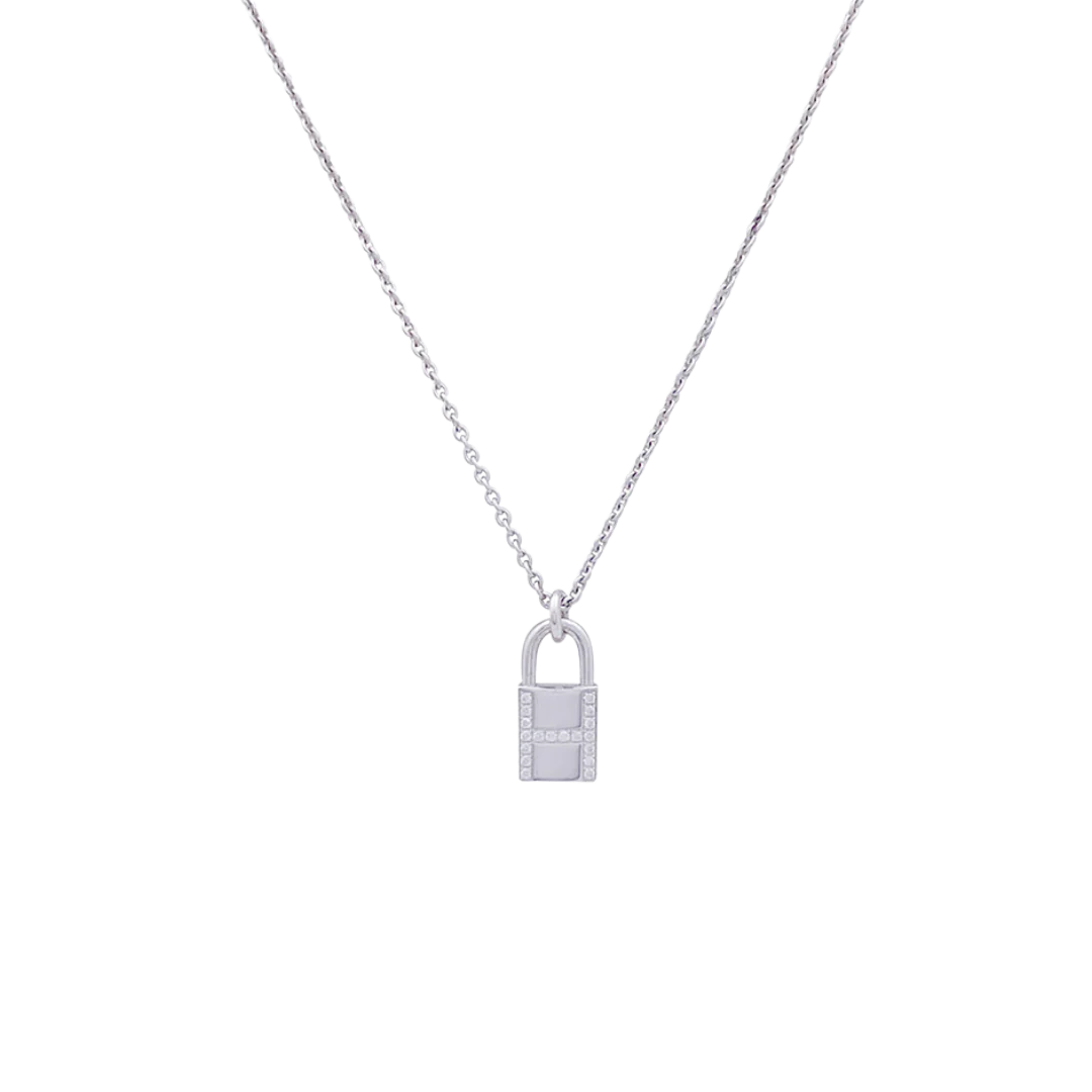 Collier Hermès "Kelly Cadenas" or blanc, diamants.