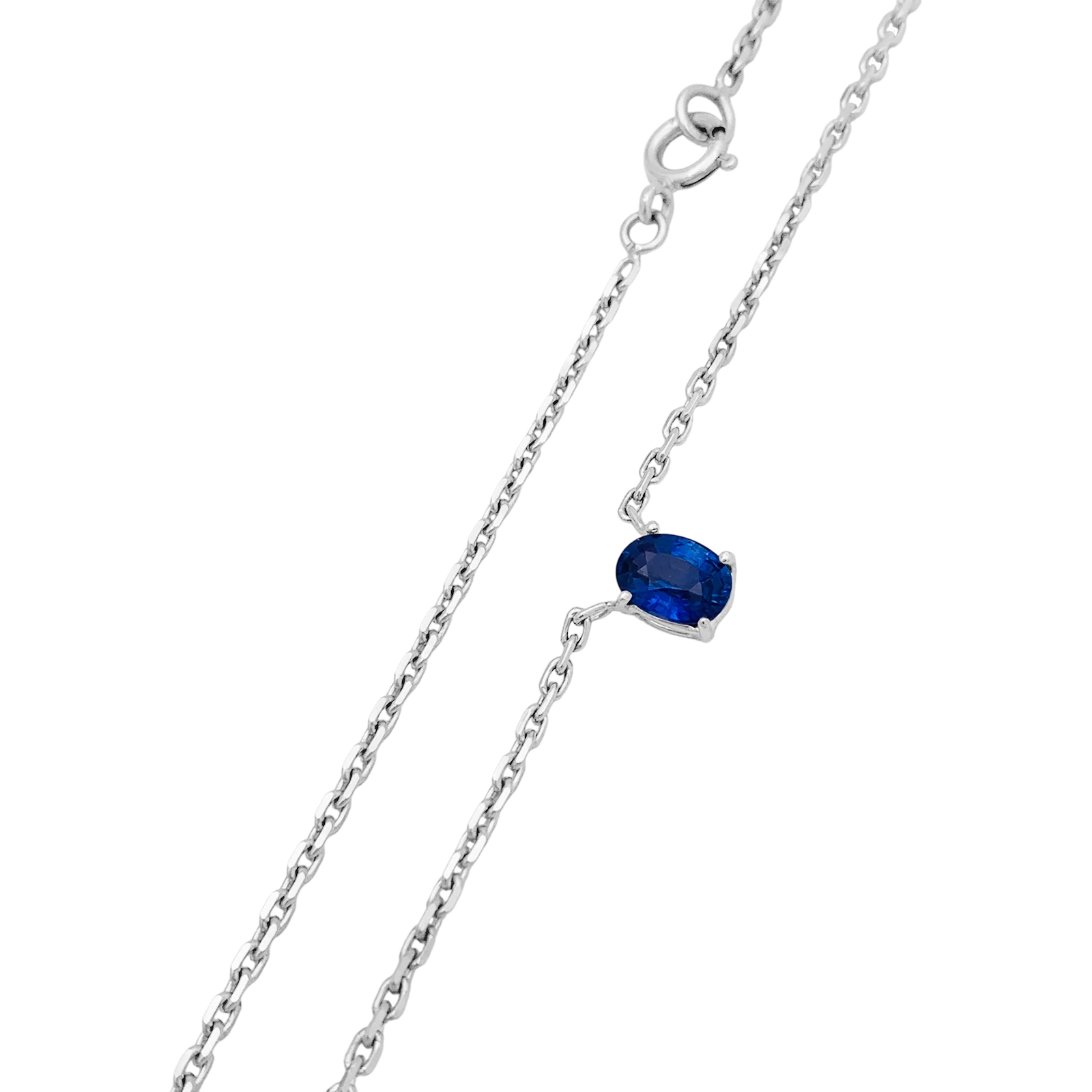 Collier or blanc, saphir. - Image 3