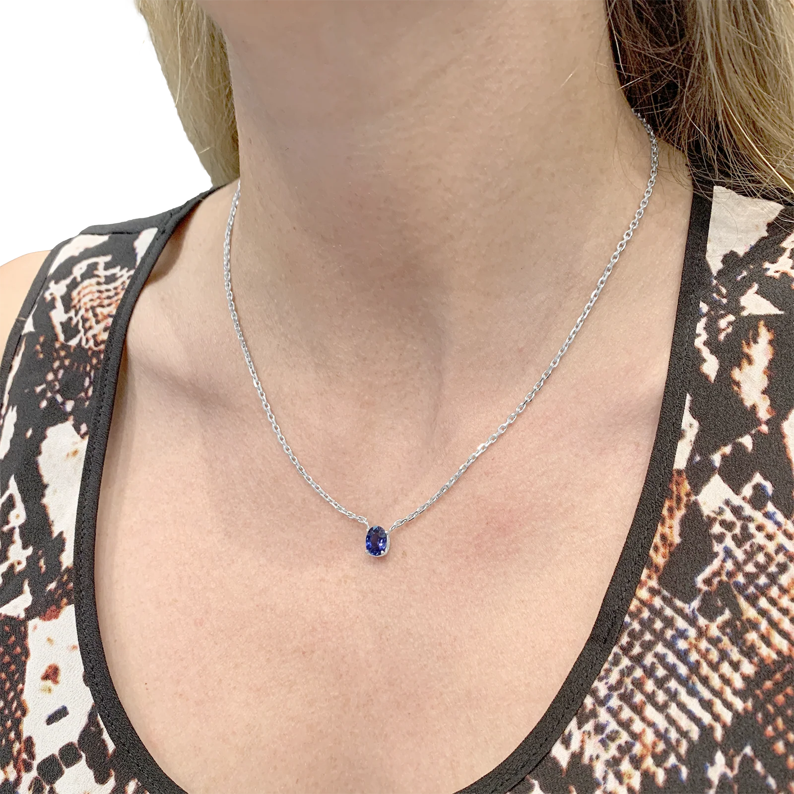Collier or blanc, saphir. - Image 5