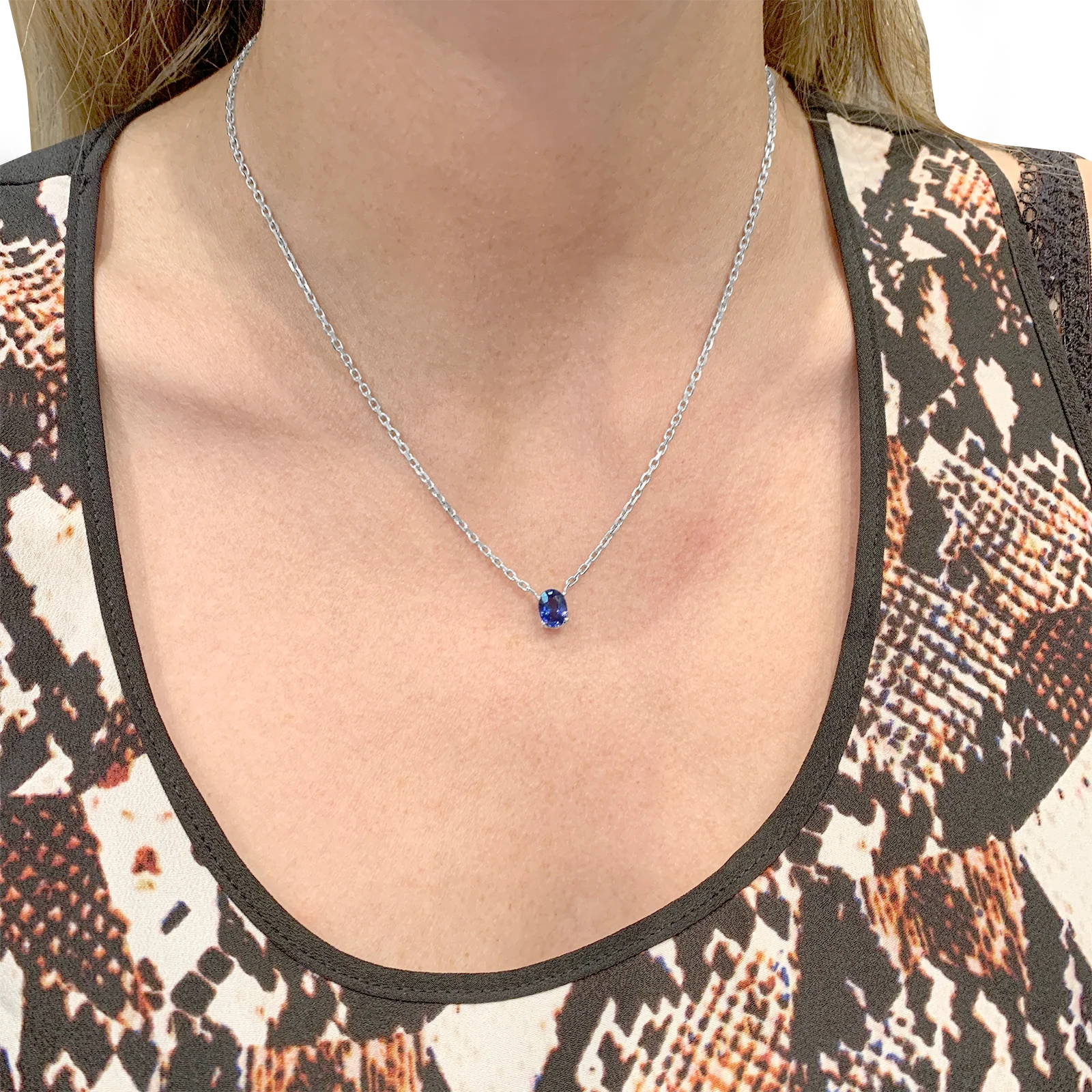 Collier or blanc, saphir. - Image 6