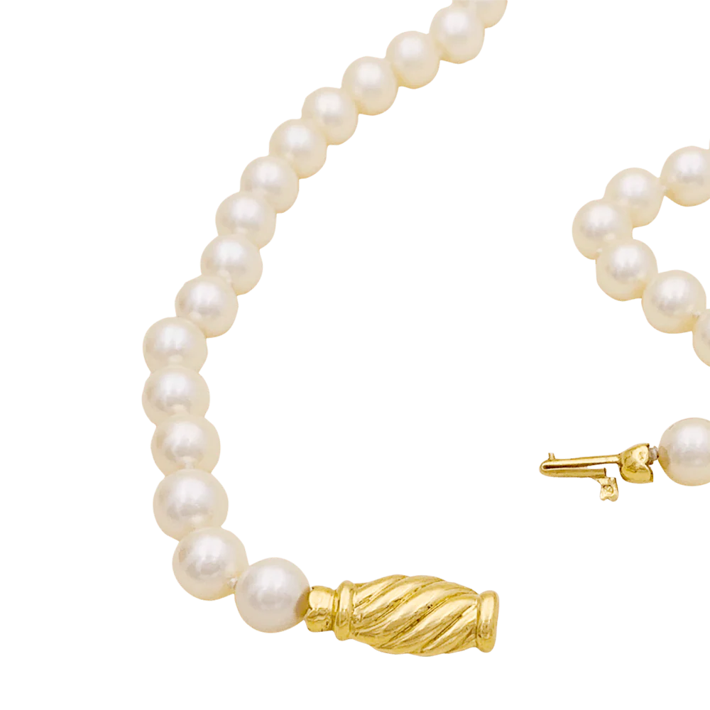 Collier or jaune, perles de culture, camée onyx. - Image 6