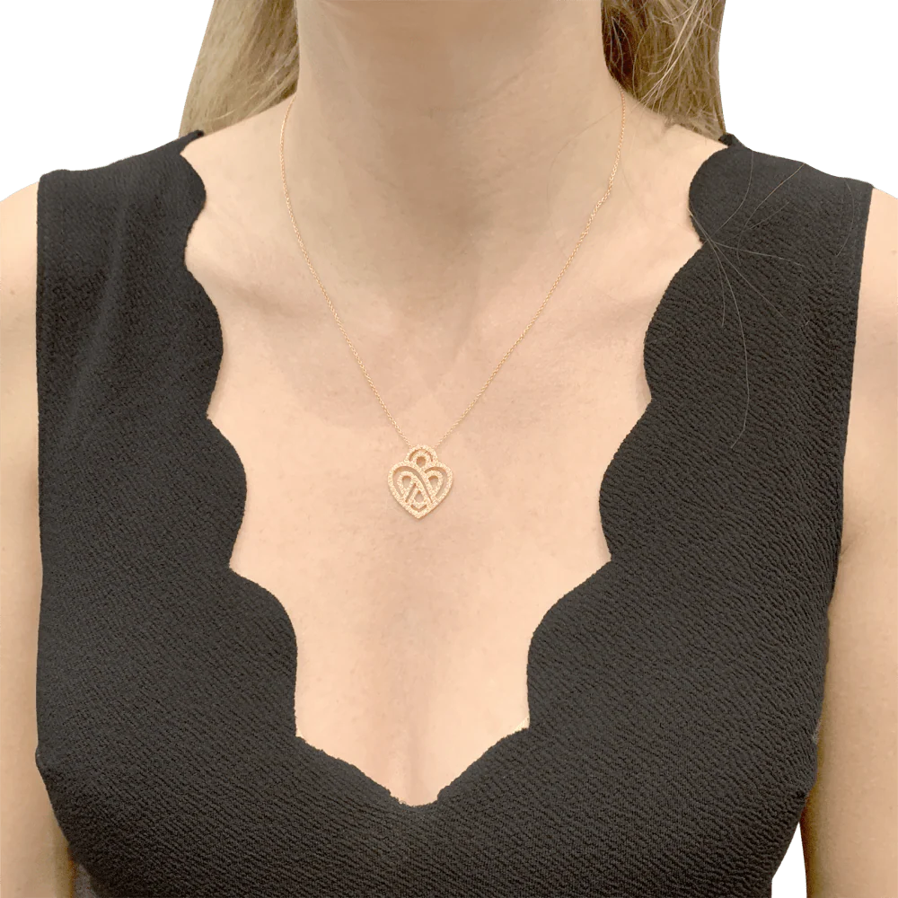 Collier Poiray, "Coeur entrelacé", or rose et diamants. - Image 5