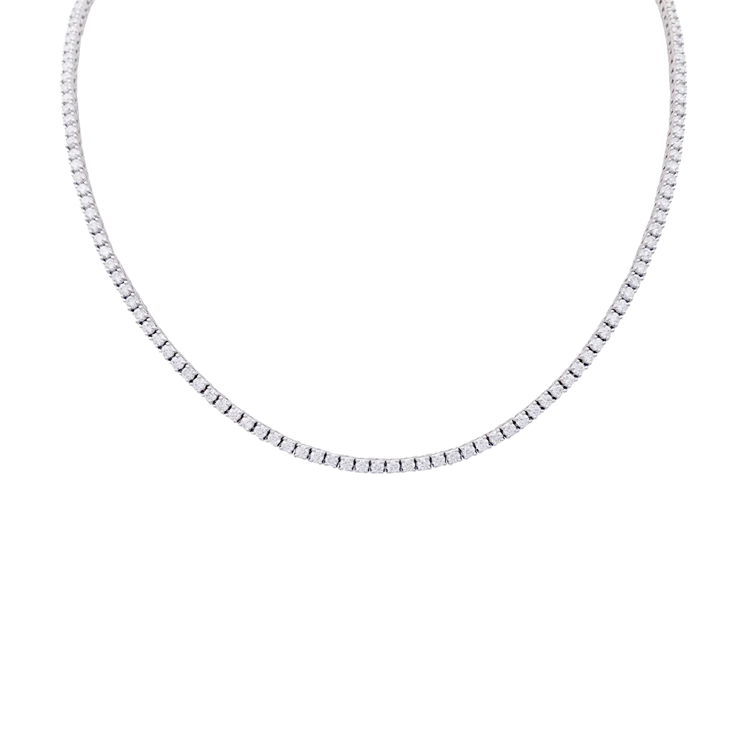 Collier rivière en or blanc, diamants.