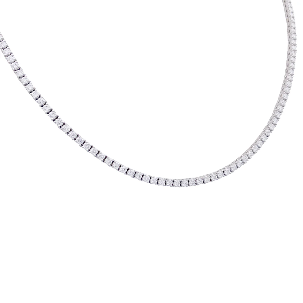 Collier rivière en or blanc, diamants. - Image 3