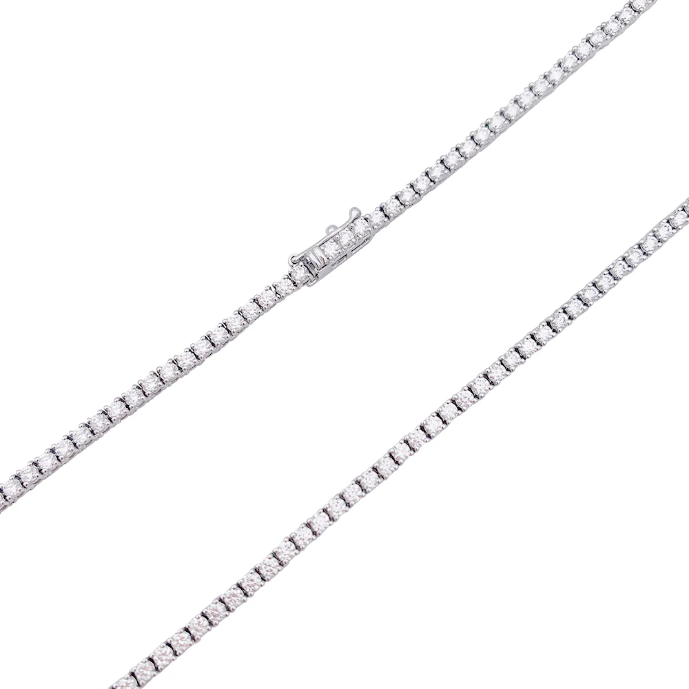 Collier rivière en or blanc, diamants. - Image 4