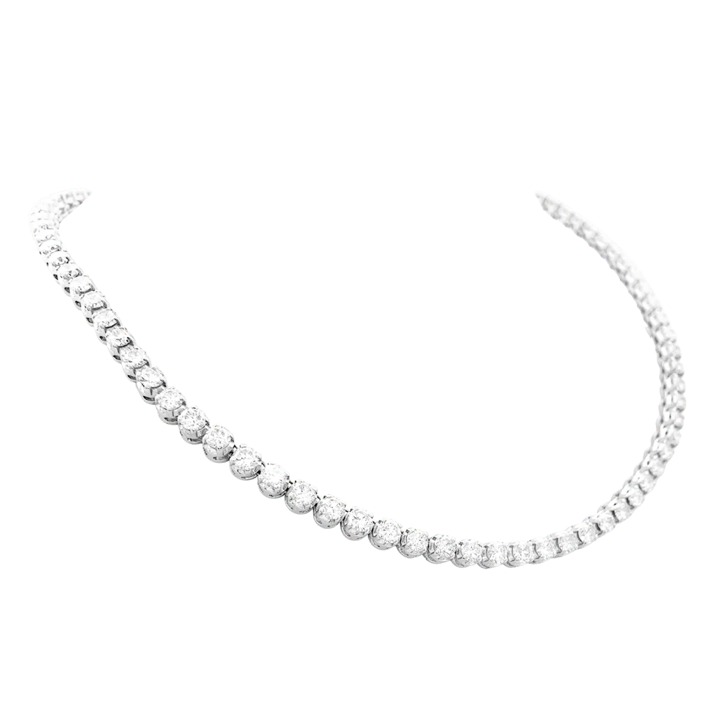 Collier rivière or blanc et diamants. - Image 2