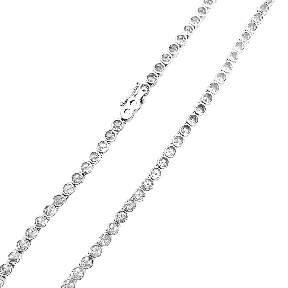 Collier rivière or blanc et diamants. - Image 5