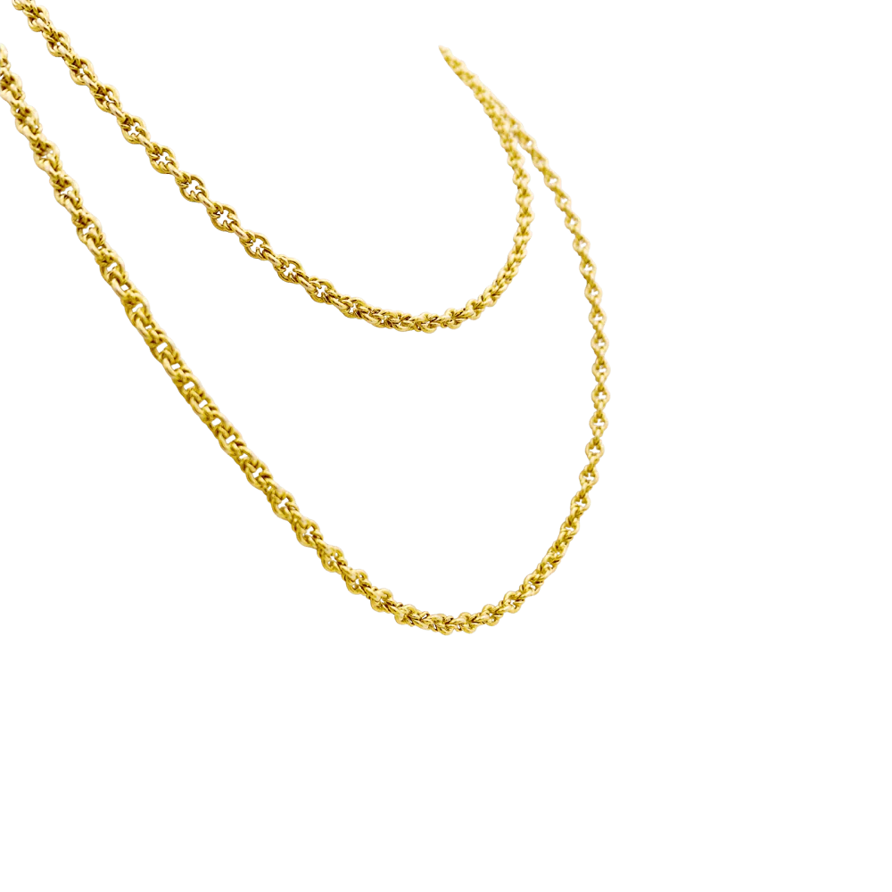 Collier-Sautoir vintage, or jaune 750/000, maille fantaisie. - Image 2