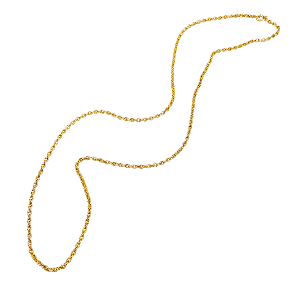 Collier-Sautoir vintage, or jaune 750/000, maille fantaisie. - Image 3