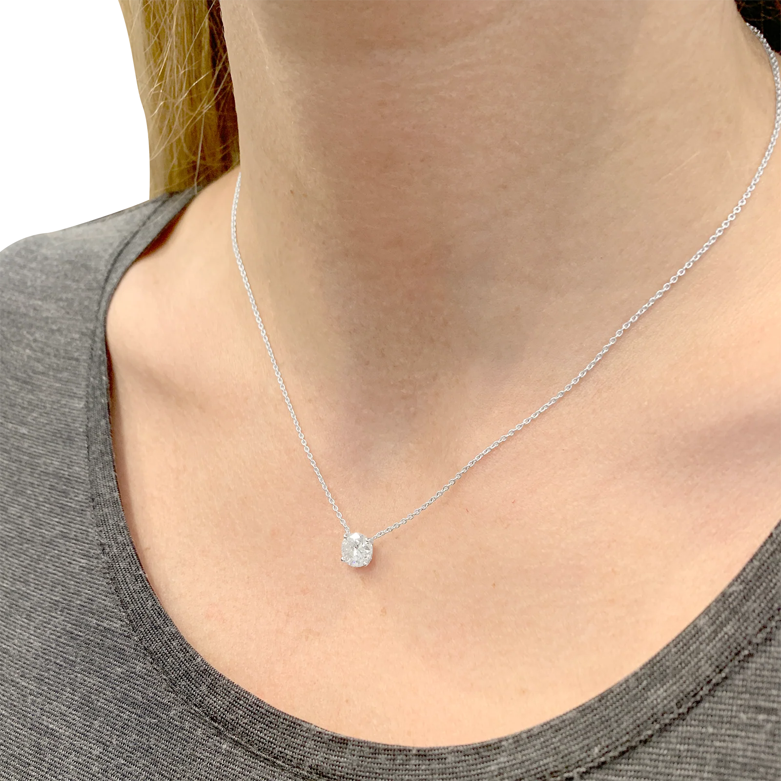 Collier solitaire diamant. - Image 4