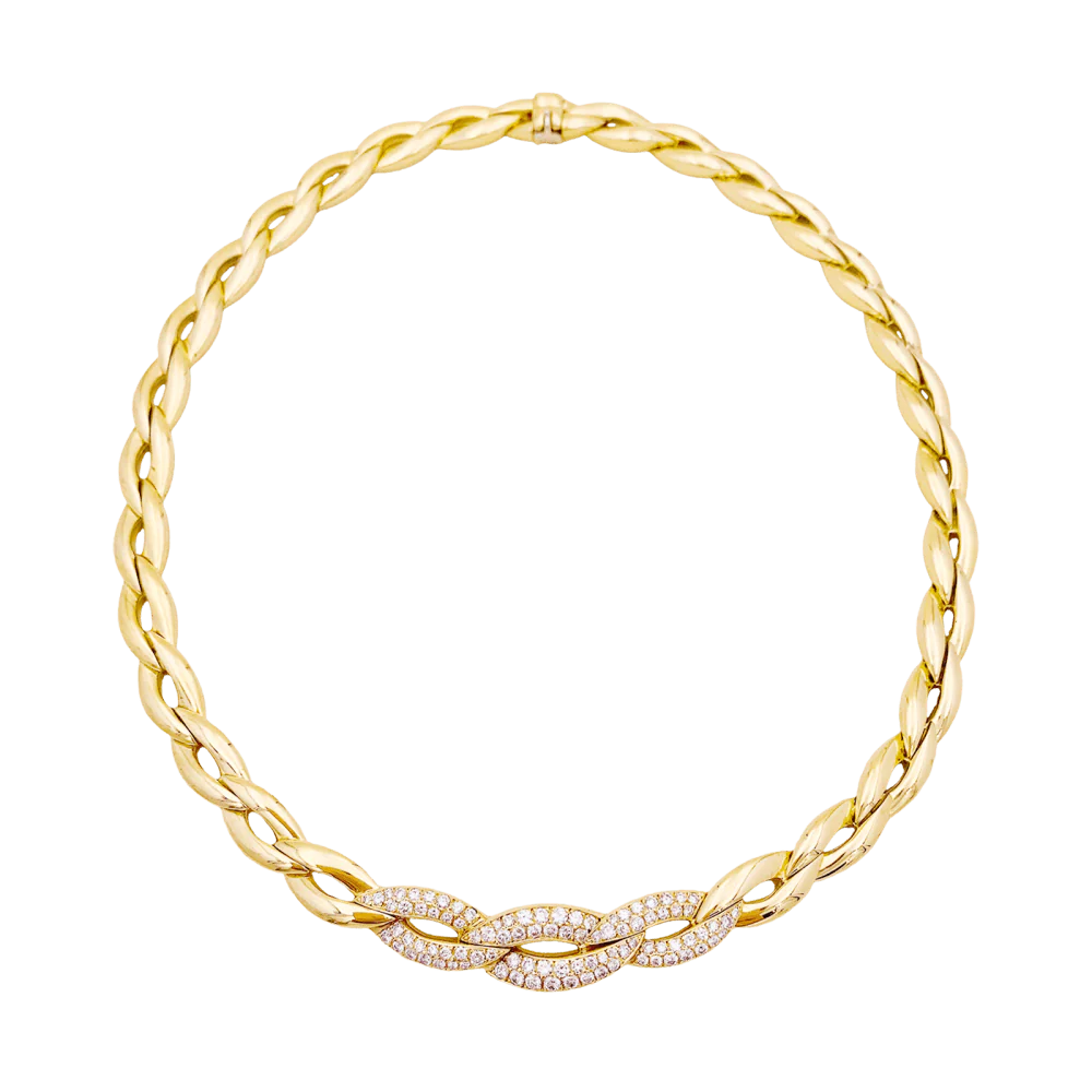 Collier Van Cleef & Arpels, or jaune, diamants.