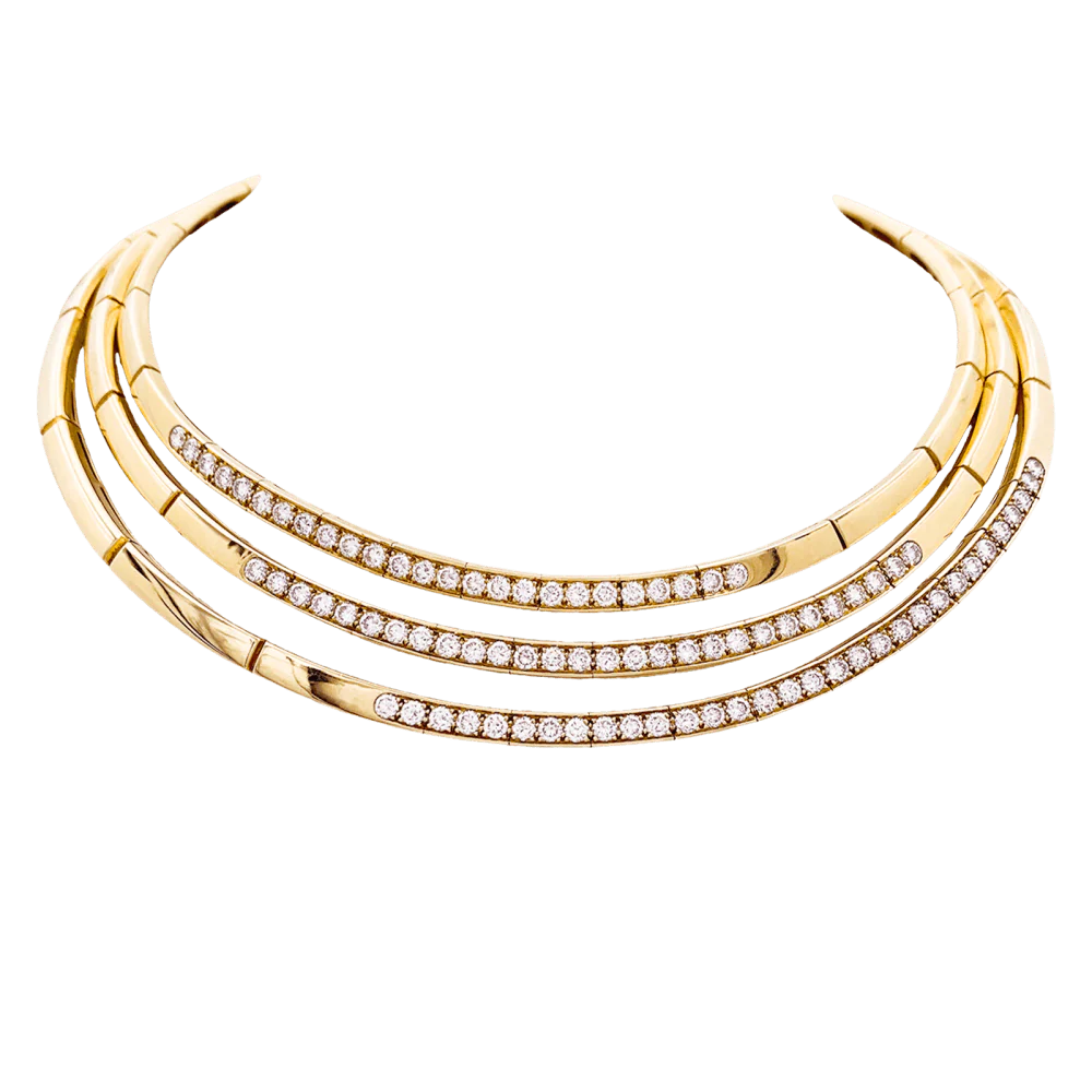 Collier Van Cleef & Arpels, or jaune et diamants.