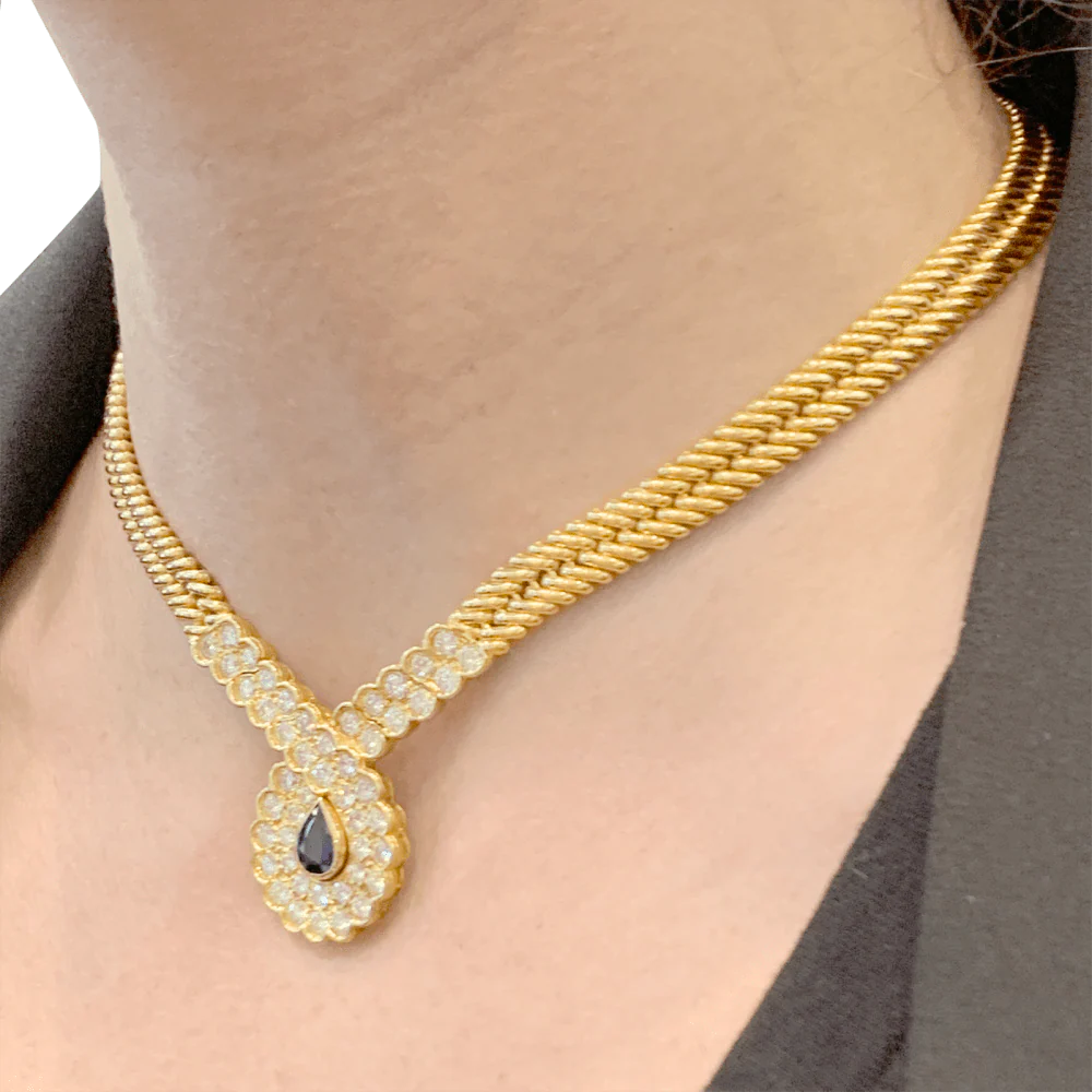 Collier Van Cleef & Arpels, or jaune, saphir, diamants. - Image 10
