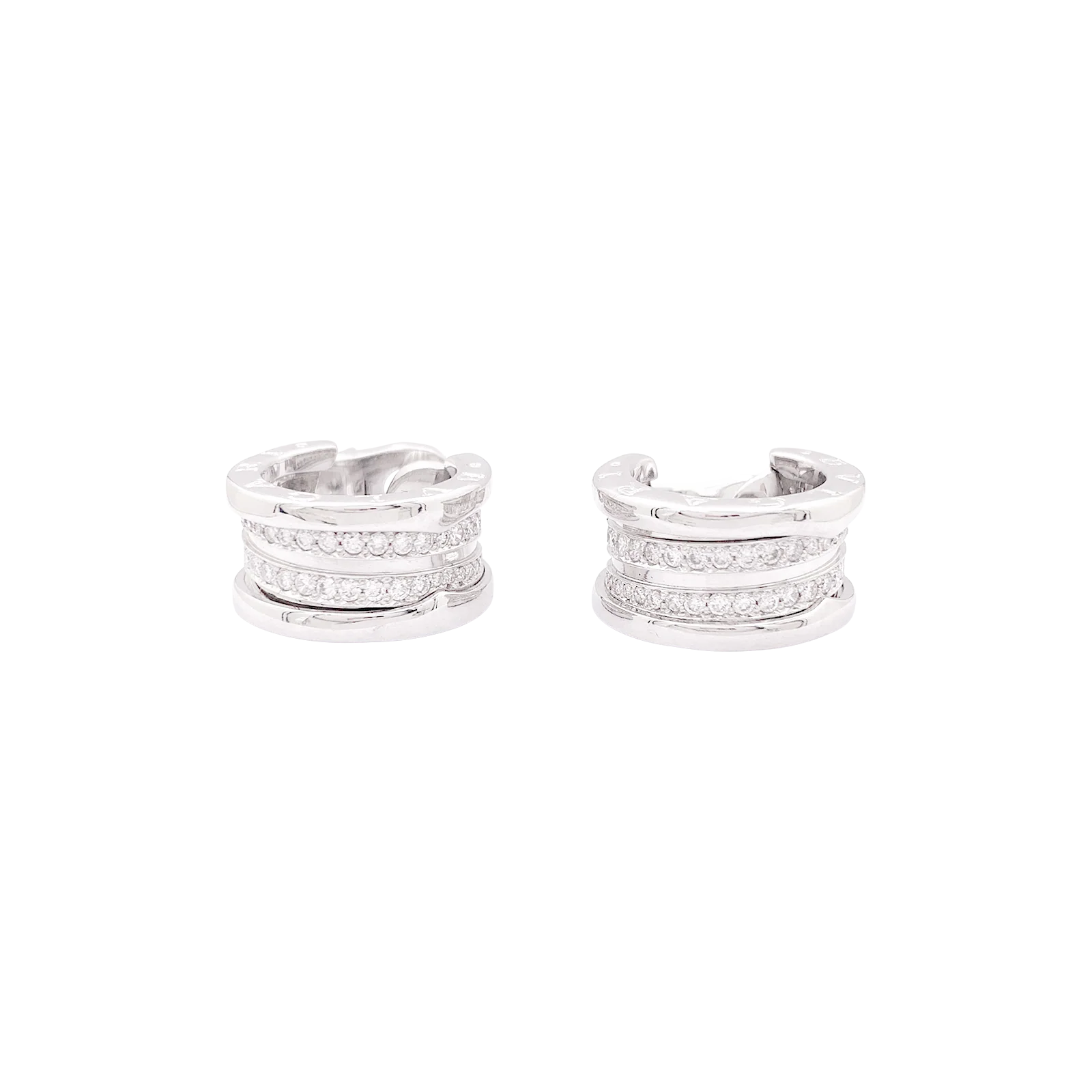 Créoles Bulagri "B.Zero1" or blanc, diamants. - Image 3