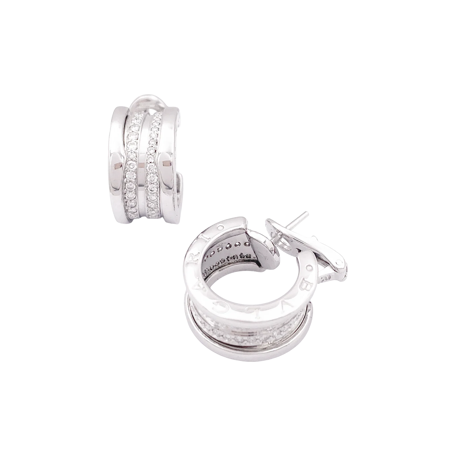 Créoles Bulagri "B.Zero1" or blanc, diamants. - Image 4