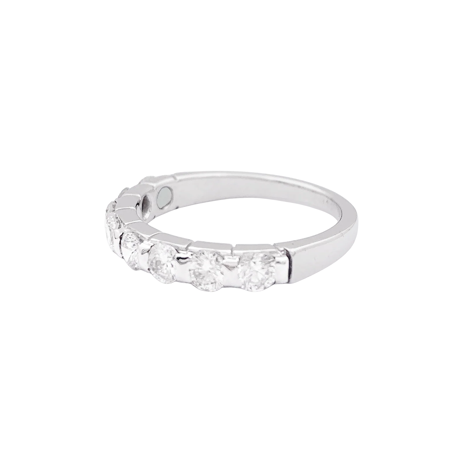 Demi-alliance or blanc et diamants. - Image 2