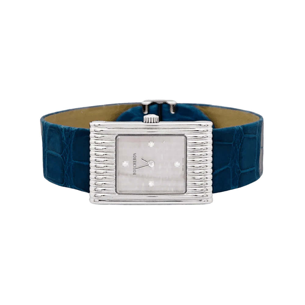 Montre Boucheron, "Reflet", acier sur cuir. - Image 2